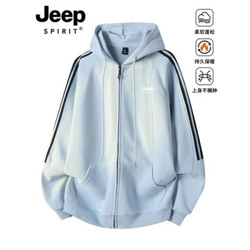 JEEP藍色外套女2026新款春季韓系漂亮學生運動服連帽早春開衫衛衣