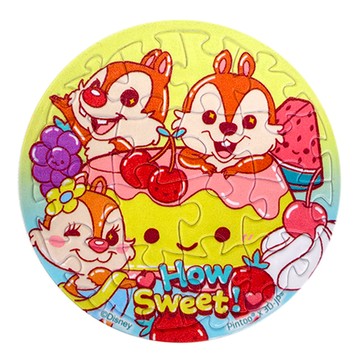 HUNDRED PICTURES 百耘圖 甜點系列 拼圖磁鐵 HPD0116042 直徑60mm 圓 Chip an Dale 奇奇蒂蒂 水果布丁  1個  16片
