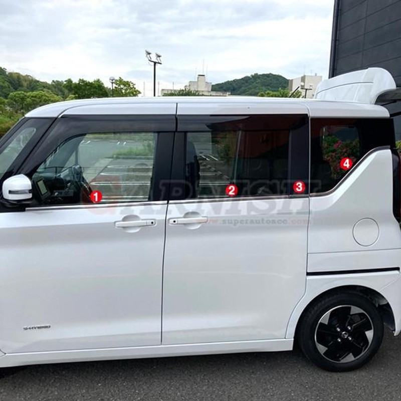 日産 ルークス 40系 2020/3〜 サイド ウィンドウトリム メッキ ガーニッシュ ステンレス製 鏡面仕上げ 外装 カスタム パーツ 8P  kj5306 | LINEショッピング