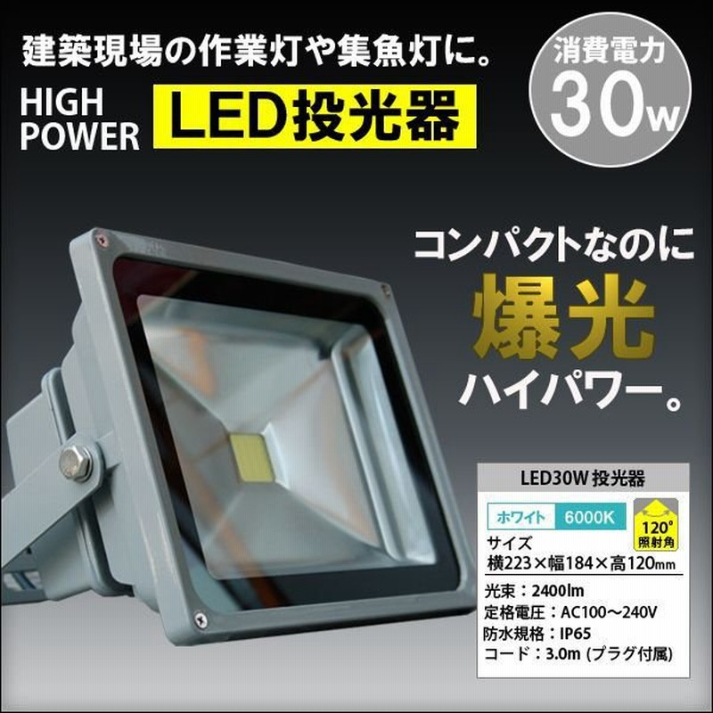 Led投光器 30w Ac 100v 240v ガレージ 駐車場に最適防水 3mコード付 通販 Lineポイント最大0 5 Get Lineショッピング