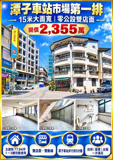 潭子車站市場第一排丨15米大面寬零公設雙店面｜台中市潭子區復興路二段