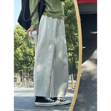 九分直筒休閑褲女大碼春季2026新款胖妹妹高腰寬松顯瘦工裝闊腿褲