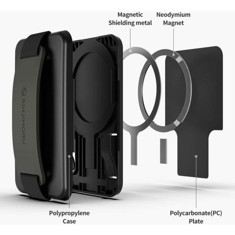 Magsafe用カードケース、ワイヤレス充電可能 スマホスタンド グリップ