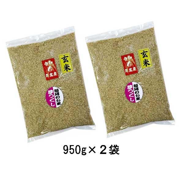 夢つくし  玄米  1.9kg (950g×2袋) ]　福岡県産　令和５年産　農家直送　約 2kg　ポイント消化　送料無料　新米