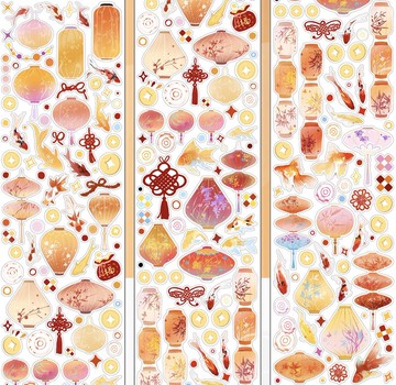 燈籠橙橙 合成紙 BOPP透明 模切 貼紙卷 5米卷