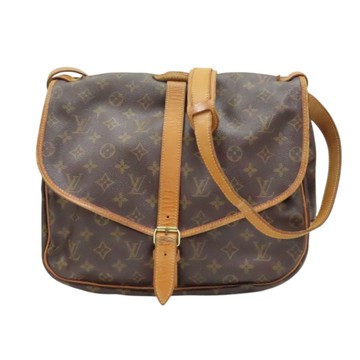 LOUIS VUITTON LV 路易威登 棕色 原花帆布 Saumur 35 肩背包 M42254 【二手名牌BRAND OFF】