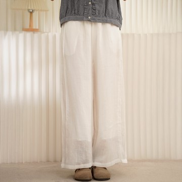 文藝苧麻直筒褲218903