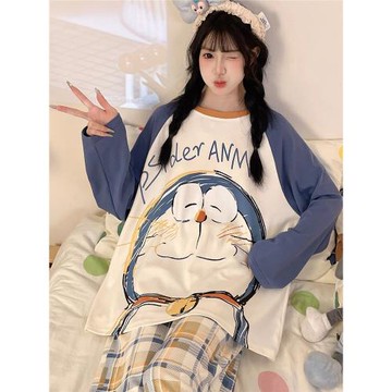 睡衣女純棉長袖長褲春秋季可愛少女胖MM大碼200斤家居服學生套裝