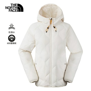 The North Face北面女款白色防潑水保暖可打包連帽羽絨外套｜83SO55W