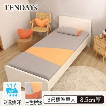 TENDAYS 記憶床墊 玩色柔眠記憶床 3尺標準單人(霧橙灰 8.5cm厚 可捲收薄墊) 買床送枕