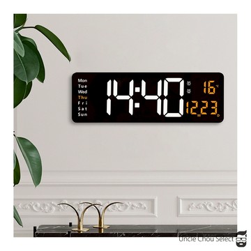 [周大叔 台灣現貨] 電子時鐘 時鐘 數字時鐘 電子掛鐘 時鐘掛鐘 大尺寸電子時鐘 辦公室時鐘 顯示溫度時間星期