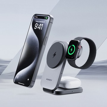 AUKEY MagFusion Z Qi2 三合一磁吸折疊式旅行無線充電器