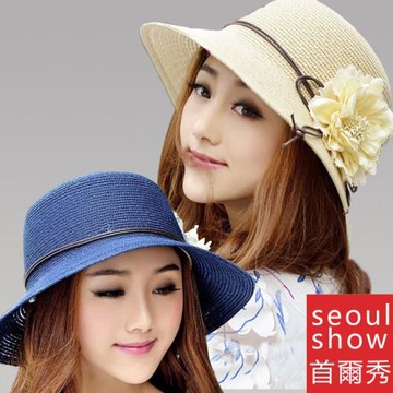 Seoul Show首爾秀 立體花朵草編防曬帽海灘遮陽帽