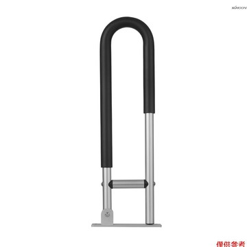 馬桶鋁合金扶手 衛浴防摔/防滑扶手 可摺疊型安全扶手 適用於家庭衛浴浴室公共場所衛生間廁所 銀色 （帶黑色海棉套）
