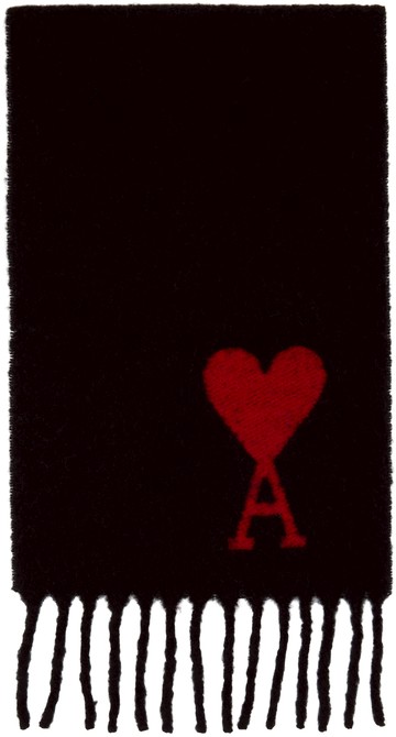 AMI Paris 黑色 Oversized Ami De Caur 围巾