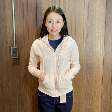 美國百分百【Abercrombie & Fitch】連帽棉外套 AF 長袖 夾克 麋鹿 女 藕粉 S號 C816