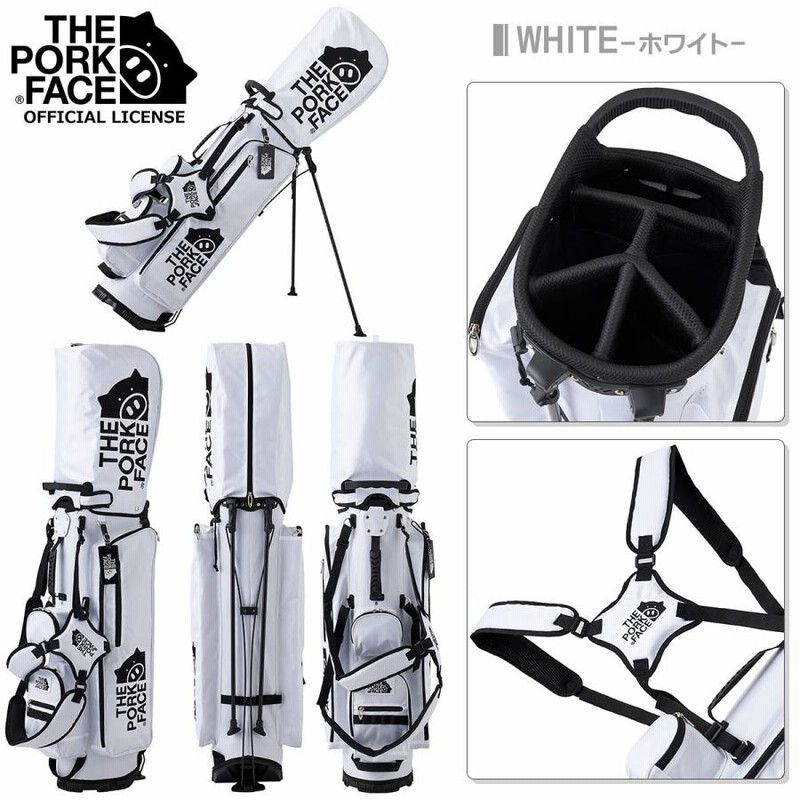 THE PORK FACE スタンドキャディバッグ ホワイト THE PORK FACE(ザ・ポークフェイス) ゴルフ キャディバッグ