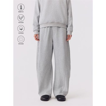 OCTOBEE LAB衛褲彎刀褲垂感慵懶重磅秋冬保暖加絨純色運動長褲男