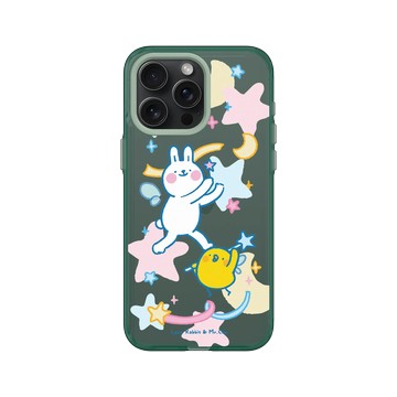 iPhone 15 Pro Max Clear 憂墨綠 - 懶散兔與啾先生 Lazy Rabbit and Mr.Chu - 魔法