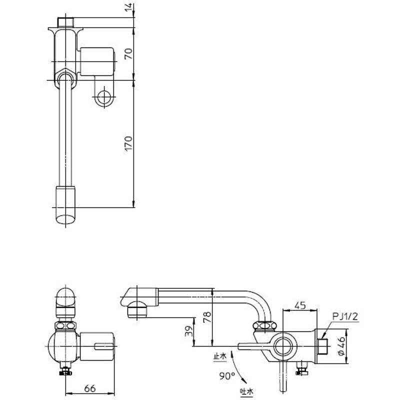 SANEI 横形自在水栓 寒冷地用 【品番：JA202DCK-13】 LINEショッピング