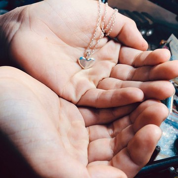 V48款-做不出一樣的銀項鍊-愛心造型-925純銀項鍊-御匠敲飾