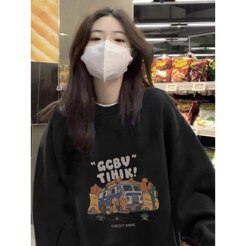 CHAOO 衛衣 大學t 女 加絨刷毛 oversize 設計感上衣  ins 風衣服 女生衣服 秋冬上衣 長袖上衣