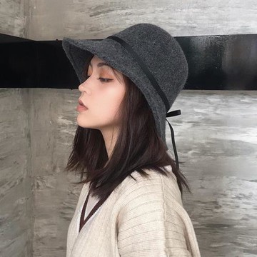 日系柔軟羊毛針織漁夫帽秋冬天保暖大檐禮帽子韓版蝴蝶結女士盆帽