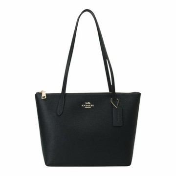 COACH-馬車防刮PVC 肩背水餃型托特包(黑色)小