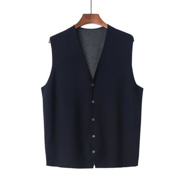 絨喆精紡純羊絨馬甲針織開衫馬甲加肥加大碼毛衣馬甲背心坎肩E950
