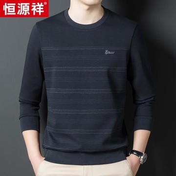 恒源祥長袖t恤男士2024春秋季上衣中年打底衫爸爸裝休閑百搭衛衣