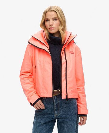 Superdry Women's Women's Hooded Embroidered SD Windbreaker Jacket Cream / Pastelline Coral - Size: 8 Size: 4