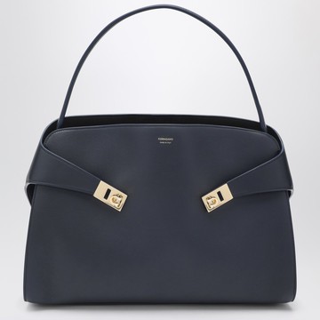 Navy and brown leather Hug Soft L handbag