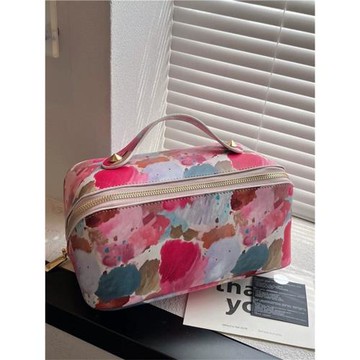 日本大開口手提化妝包時尚高級感便攜大容量分區防水洗漱品收納包