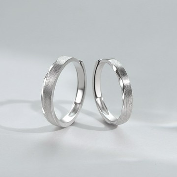 [Hi rosé!]現貨、莫比烏斯情侶戒指男女一對簡約磨砂開口指環 時尚拉絲波浪情侣对戒對戒 鑽戒 婚戒 結婚 訂婚
