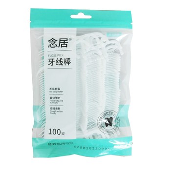 成人牙線 (念居)超細滑牙線棒 10袋組(100支/袋)  牙線棒/高分子牙線棒/細滑牙線棒/牙齒清潔/細滑牙線