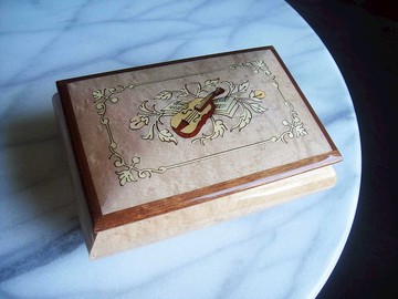 【老時光 OLD-TIME】早期二手義大利製鑲嵌拚木藝術音樂珠寶盒