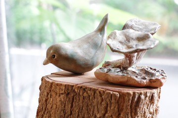 幸福的青鳥來敲門純手捏手繪小鳥陶瓷擺飾