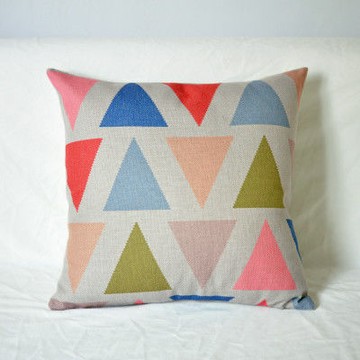 【協貿】時尚簡約棉麻幾何圖案印花B款方形抱枕含芯