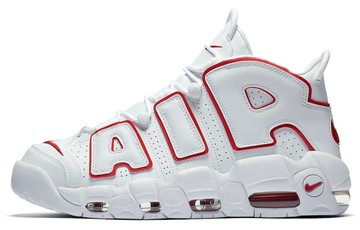 NIKE AIR MORE UPTEMPO WHITE VARSITY RED OUTLINE