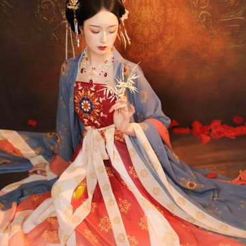 免運 贈送發簪眉心貼漢風錦繡原創漢服女訶子裙唐制大袖衫夏季刺繡套裝