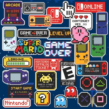 ✨小象優選✨卡通像素潮牌switch任天堂ns遊戲機筆記本行李箱貼紙防水創意貼畫