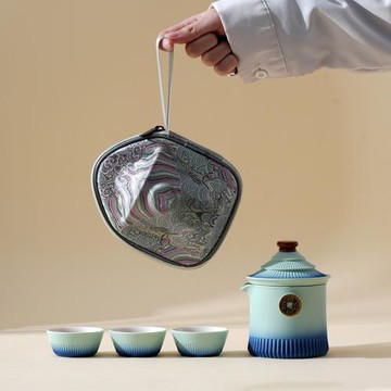 2025年創意故宮文創一壺三杯旅行套裝戶外露營便攜泡茶茶具快客杯