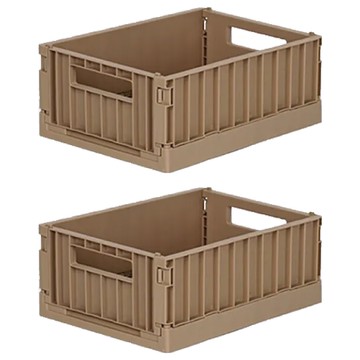 貨櫃折疊收納盒  奶茶棕 5L (無蓋)  2個