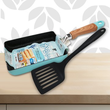 日本進口IH大金不沾玉子燒鍋X1+寬邊鍋鏟X1