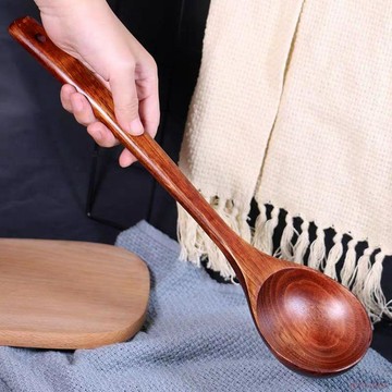 甄選好物🌈木勺炒菜木勺加長手柄木湯勺可炒菜木勺仿古木湯勺家用木勺子木頭勺子輔食木質奶鍋翻炒隔熱湯勺日式