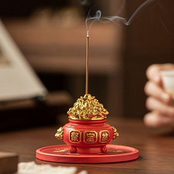 臺灣出貨🚀聚寶盆香插擺件香爐家用室內中式送禮香插香座茶臺桌面香薰擺件