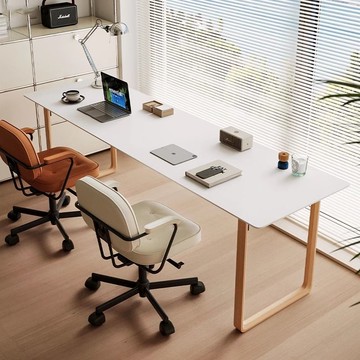 附發票 實木雙人長書桌學生家用電腦桌子臥室網紅學習桌簡易小戶型寫字桌