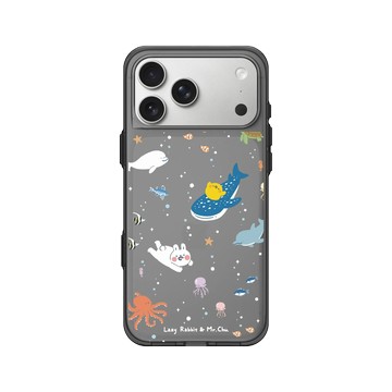 iPhone 17 Pro Max Clear (相機按鈕) 酷墨灰 - 懶散兔與啾先生 Lazy Rabbit and Mr.Chu - 海洋