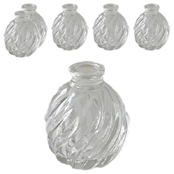 快豹 Lavi 浮雕法式小玻璃花瓶 Set 6個  6.5 x 13cm  法式螺紋 白透色