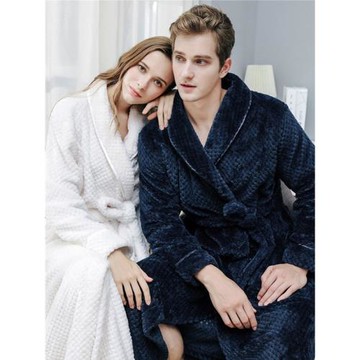 睡袍女冬長款加絨加厚珊瑚絨情侶外穿法蘭絨浴袍長袖大碼家居服男